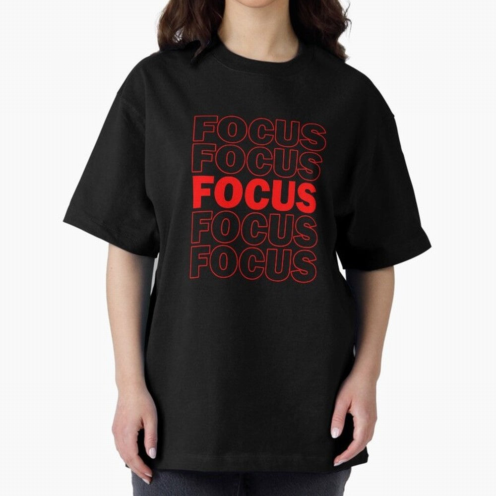 Focus Focus Focus (Red) Oversized T-Shirt Build FIFA World Cup 2026 Group Stage Spirit, Connected to France and Portugal, CR7, Football Festival Excitement, Trophy Ambitions, Country Rivalries and Star Player Buzz; Ideal for Fans Who Follow Messi,