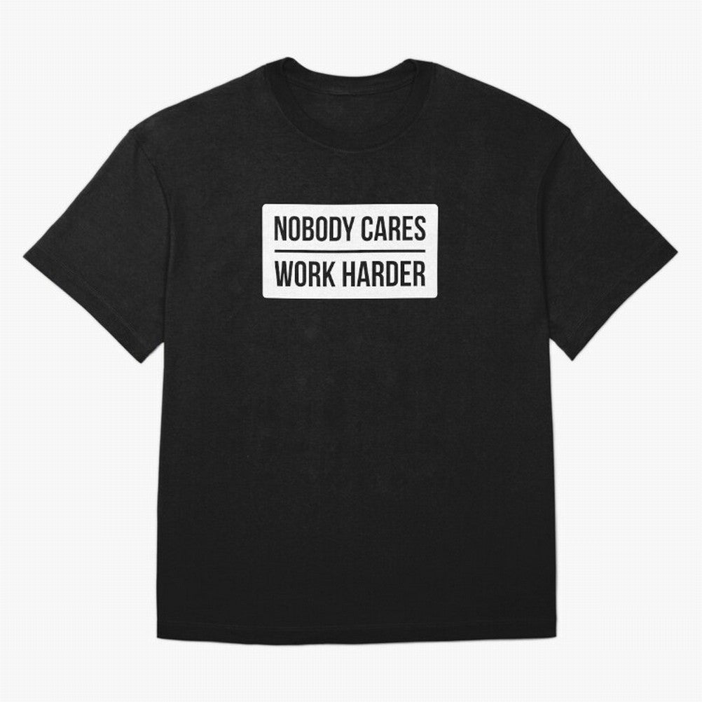 Nobody Cares Work Harder (White Rectangle Design) Oversized T-Shirt Bring International Match Energy to FIFA World Cup 2026 Filled with Cristiano Ronaldo, Haaland and CR7, Argentina Energy, Championship Spirit, Famous Goals, Roaring Crowds and
