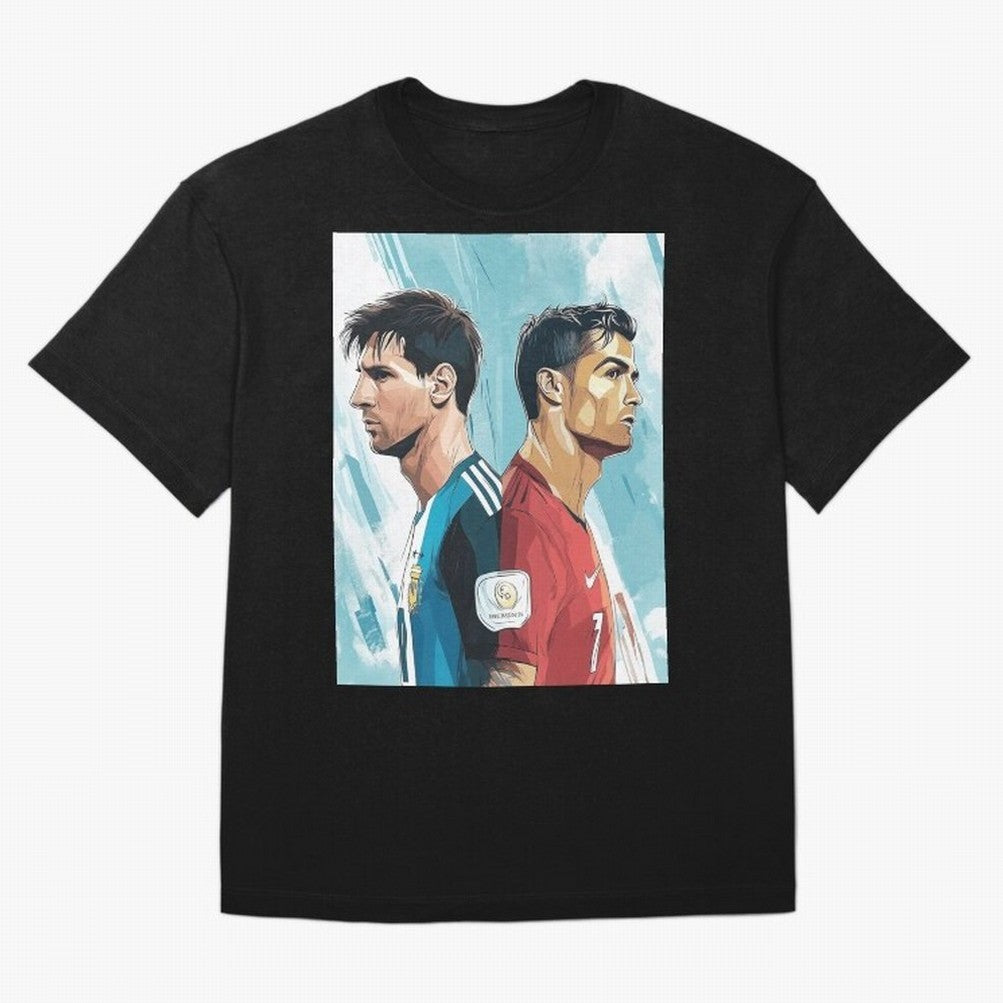 Lionel Messi and Cristiano Ronaldo Oversized T-Shirt Feel the Heartbeat of Global Football Passion for FIFA World Cup 2026 USA Canada Mexico, Inspired by Haaland and Mbappe, Portugal, Tournament Hype, Historic Matchups, Family Viewing Parties and