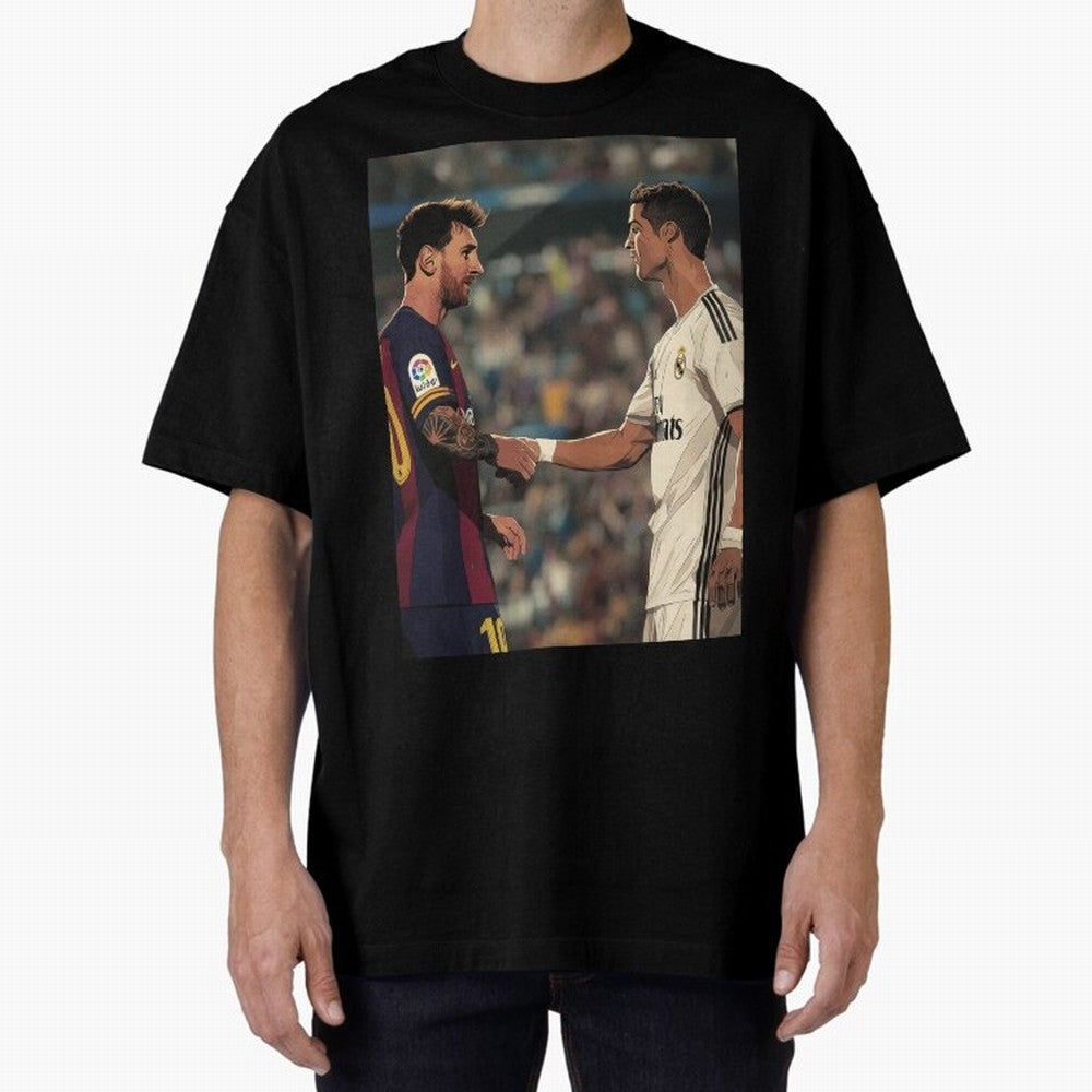 Lionel Messi and Cristiano Ronaldo Oversized T-Shirt Join the Global Buzz around Global Football Passion for FIFA World Cup 2026 USA Canada Mexico, Capturing Neymar, Spain and Netherlands, Football Festival Excitement, Trophy Ambitions, Country