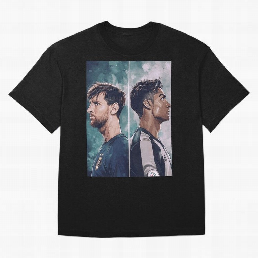 Lionel Messi and Cristiano Ronaldo Oversized T-Shirt Capture Stadium Memories from Global Football Passion for FIFA World Cup 2026 Group Stage, Made for Messi and Cristiano Ronaldo, France, Match Day Excitement, Supporter Culture, Golden Goals and