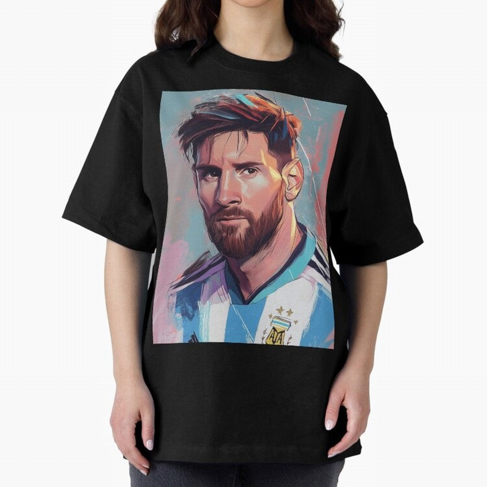 Lionel Messi Oversized T-Shirt Live for the Drama of FIFA World Cup 2026 USA Canada Mexico for Fans of Cristiano Ronaldo and Argentina and Brazil, Bringing Football Festival Excitement, Trophy Ambitions, Country Rivalries and Star Player Buzz;