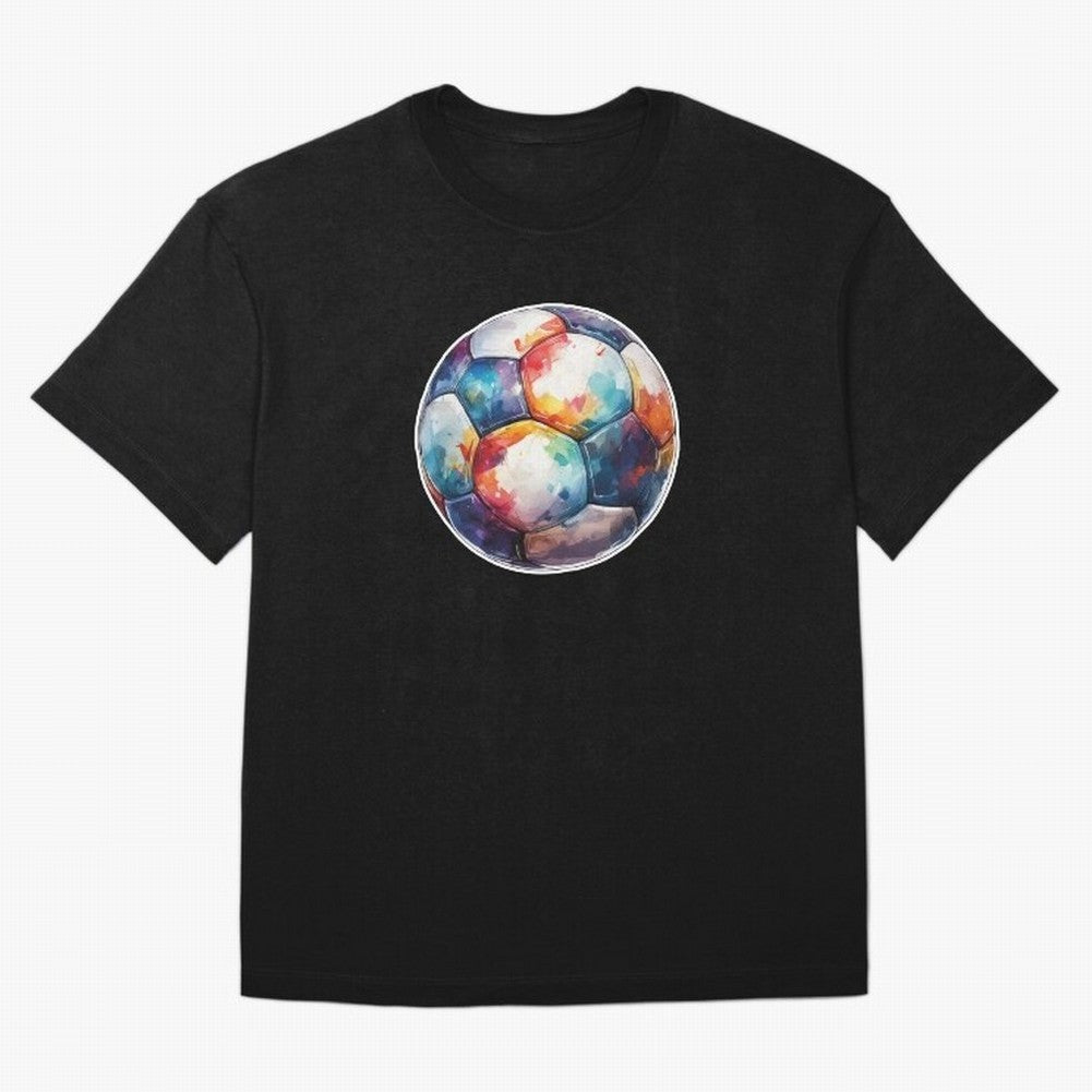 Football Soccer Ball Watercolor Illustration Drawing (Light Red BG) Oversized T-Shirt Upgrade Global Football Passion for FIFA World Cup 2026, Made for Haaland, Spain, Classic Soccer Heritage, Championship Pressure, Fan Loyalty and International