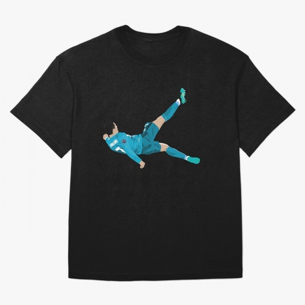Cristiano Ronaldo Bicycle Kick Oversized T-Shirt Showcase FIFA World Cup 2026 Group Stage for Fans of CR7 and France and Portugal, Bringing Retro Football Energy, Iconic Rivalries, Trophy Chase Drama and Stadium Atmosphere; Built for Supporters