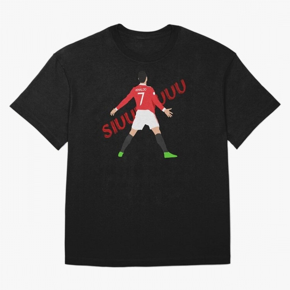 Cristano Ronaldo Celebration Block Art SIUUUU with text Oversized T-Shirt Show Passion for the Stars of Global Football Passion for FIFA World Cup 2026, Centered on Cristiano Ronaldo, Haaland and CR7, Brazil, Portugal and Argentina, Championship