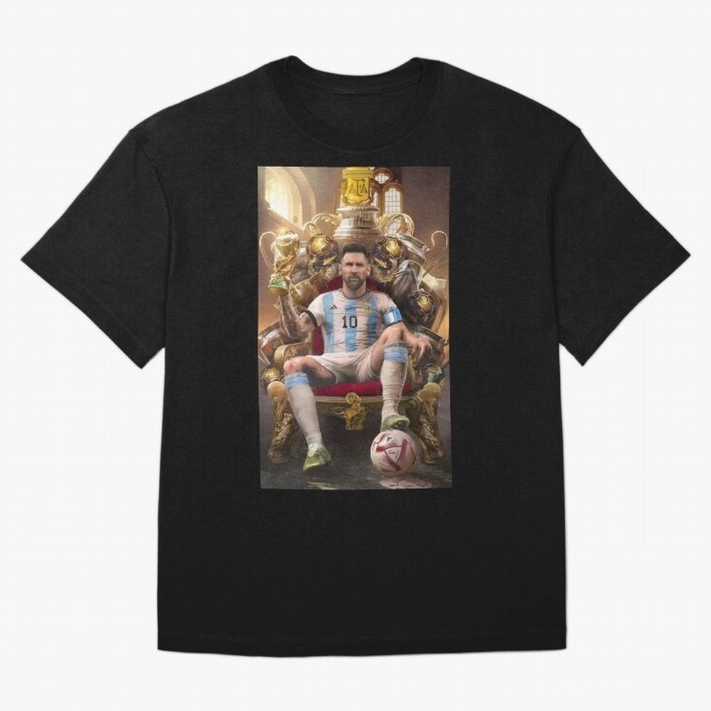 Lionel Messi Oversized T-Shirt Represent the Passion of the FIFA World Cup 2026 USA Canada Mexico Journey through Messi, CR7 and Mbappe Highlights, Portugal Pride, Retro Football Energy, Iconic Rivalries, Trophy Chase Drama and Stadium Atmosphere;
