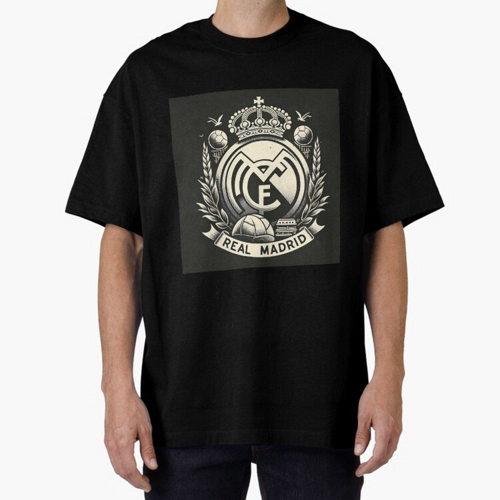 VIntage Style Real Madrid Logo Oversized T-Shirt Show Up for the Glory of Global Football Passion for FIFA World Cup 2026 Group Stage, Built around Haaland and Mbappe, Spain and Netherlands, Stadium Chants, National Pride, Trophy Dreams and