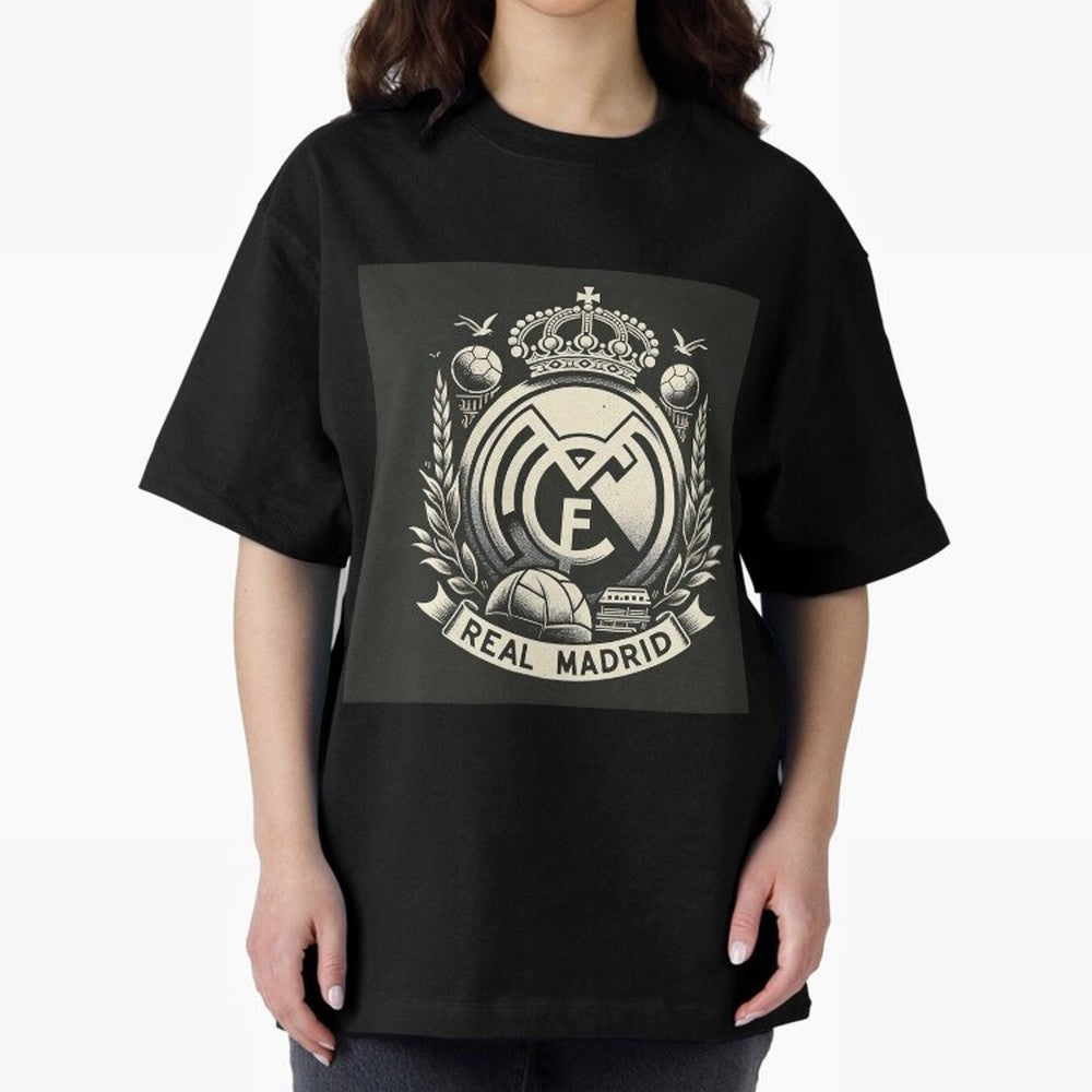 VIntage Style Real Madrid Logo Oversized T-Shirt Show Up for the Glory of Global Football Passion for FIFA World Cup 2026 Group Stage, Built around Haaland and Mbappe, Spain and Netherlands, Stadium Chants, National Pride, Trophy Dreams and