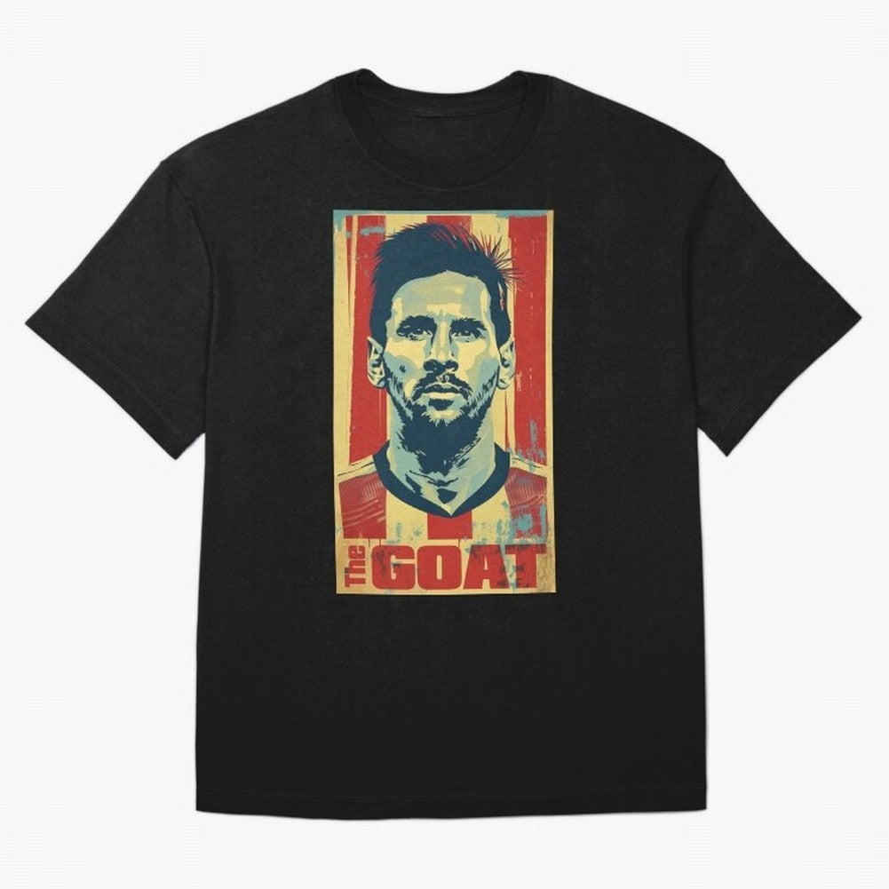 Messi The GOAT Graphic poster design Oversized T-Shirt Step into Global Football Passion for FIFA World Cup 2026 USA Canada Mexico, Filled with Messi, Neymar and Mbappe, Spain, Football History, Final Match Energy, Crowd Noise and Once in a