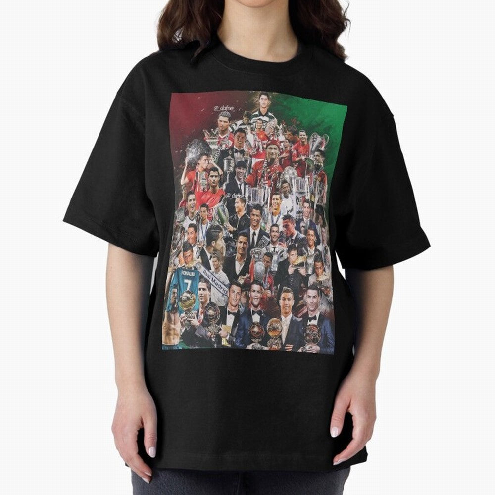 Cristiano Ronaldo (5th Ballon D'Or) Oversized T-Shirt Celebrate the Stars of the FIFA World Cup 2026 Group Stage Journey through Mbappe and Neymar Highlights, Argentina, France and Brazil Pride, Tournament Hype, Historic Matchups, Family Viewing