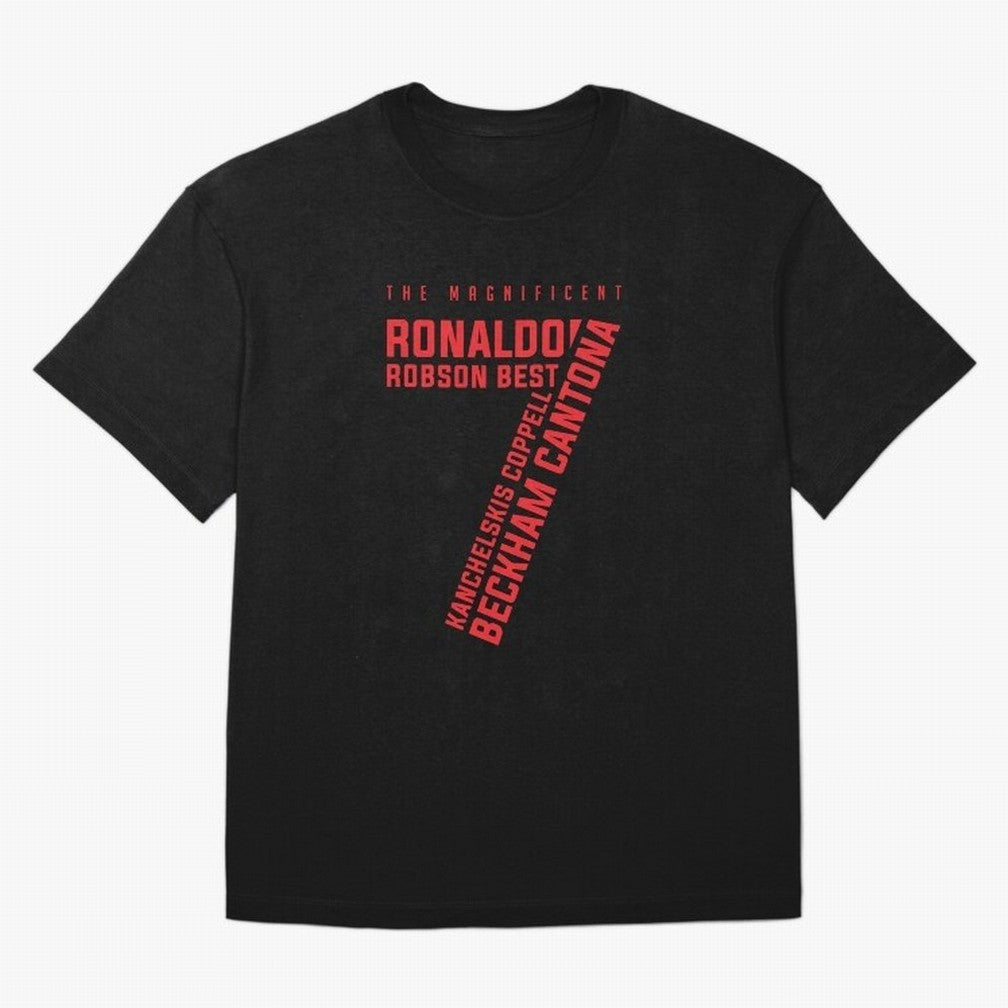 The Magnificent Seven - Man Utd Oversized T-Shirt Show Your Love for the FIFA World Cup 2026 USA Canada Mexico Journey through CR7 and Messi Highlights, Portugal Pride, Football History, Final Match Energy, Crowd Noise and Once in a Lifetime