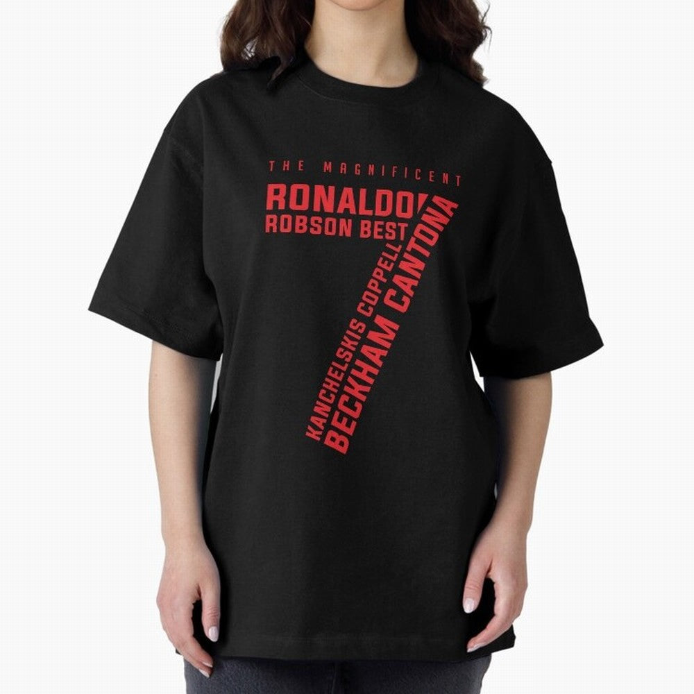 The Magnificent Seven - Man Utd Oversized T-Shirt Show Your Love for the FIFA World Cup 2026 USA Canada Mexico Journey through CR7 and Messi Highlights, Portugal Pride, Football History, Final Match Energy, Crowd Noise and Once in a Lifetime