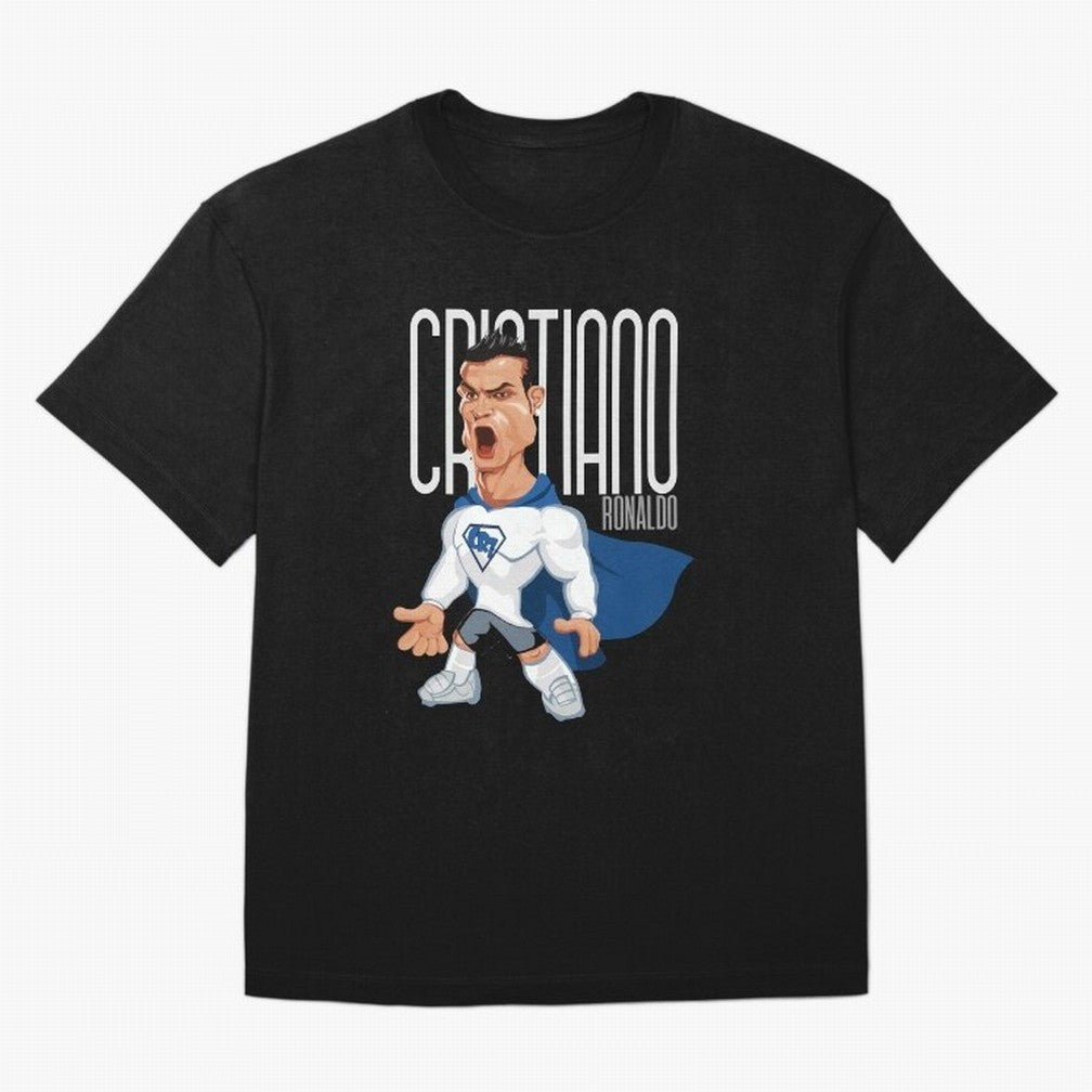 Commic Caricature of Cristiano Ronaldino 'CR7' Oversized T-Shirt Feel the Heartbeat of FIFA World Cup 2026 Group Stage Spirit, Made for Brazil, Mbappe, Championship Spirit, Famous Goals, Roaring Crowds and International Football Unity; Perfect for
