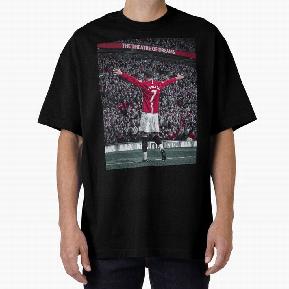 Cristiano Ronaldo Manchester United Oversized T-Shirt Celebrate FIFA World Cup 2026 Group Stage Spirit, Celebrating Portugal, CR7 and Messi, Supporter Pride, Iconic Celebrations, Legendary Names and Global Match Day Energy; Ideal for Football Dads,
