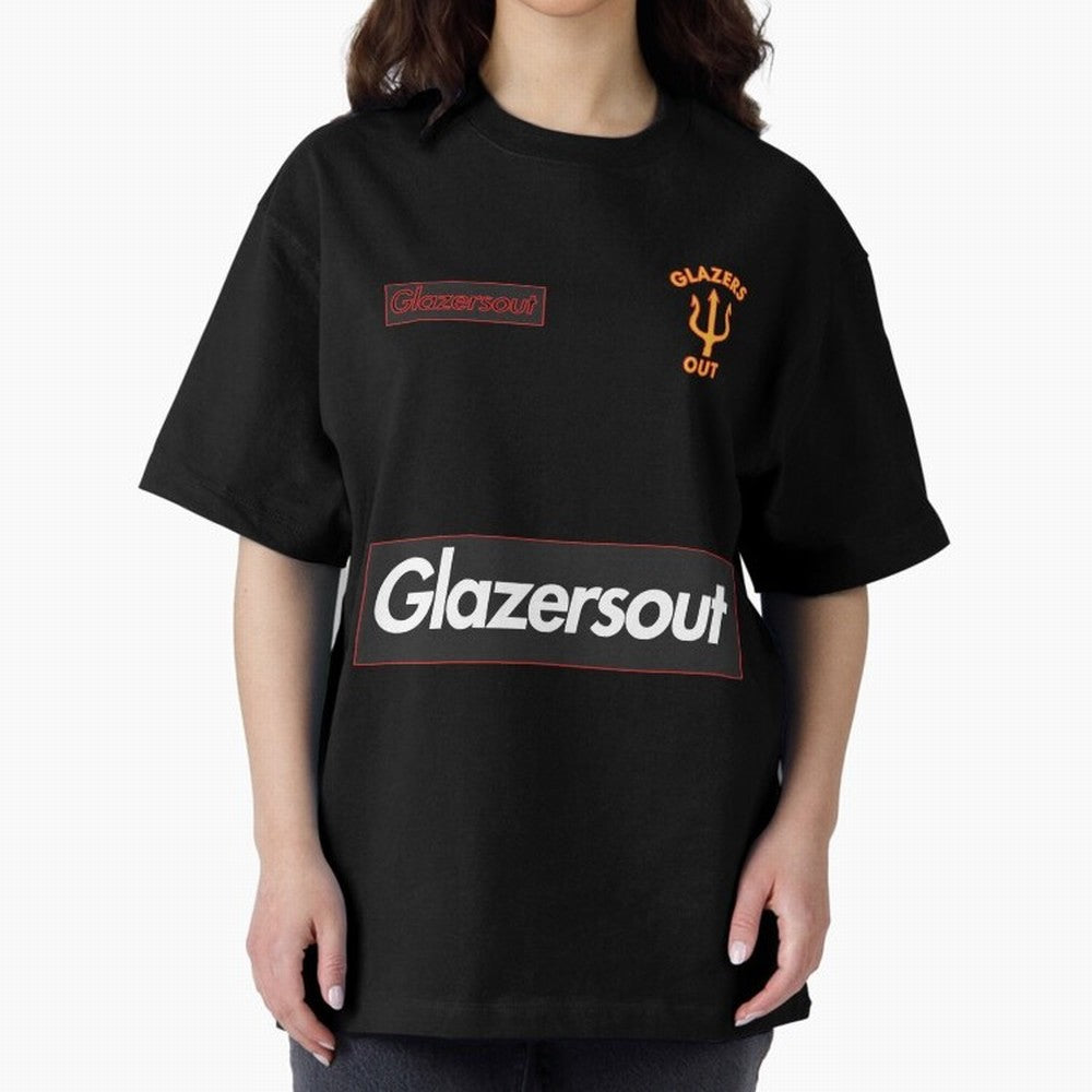 GlazersOut Red Manchester Kit V-Neck Oversized T-Shirt Represent Fans Who Live for FIFA World Cup 2026 USA Canada Mexico for Fans of Neymar and Argentina, Bringing Football Passion, Legendary Performances, Festival Vibes and Supporter Community;