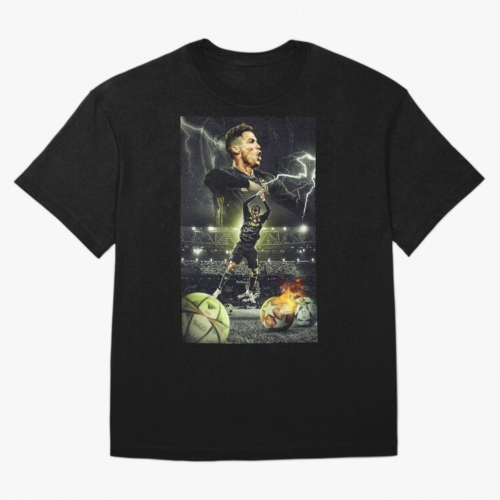 Ronaldo Illustration Oversized T-Shirt Follow the Road to Match Day Hype around FIFA World Cup 2026, Cristiano Ronaldo, Germany, Fan Favorite Moments, National Team Passion, Big Match Drama and Soccer History; Perfect for Fans, Collectors, Family