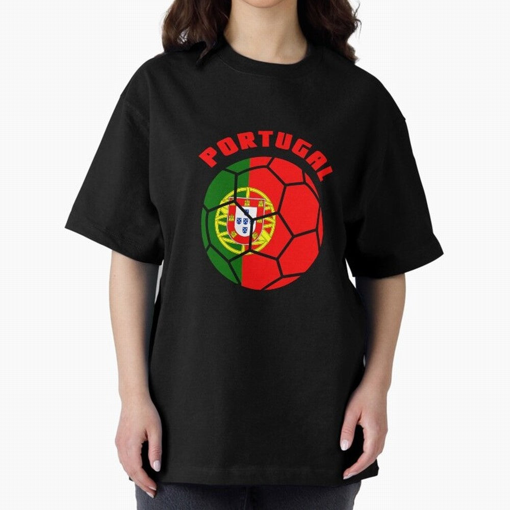 Portugal Football Soccer Ball Oversized T-Shirt Celebrate Football Heritage in FIFA World Cup 2026 for Fans of Messi, Neymar and Mbappe and Argentina, Bringing Worldwide Fan Energy, Dramatic Goals, Stadium Lights and Championship Celebrations;