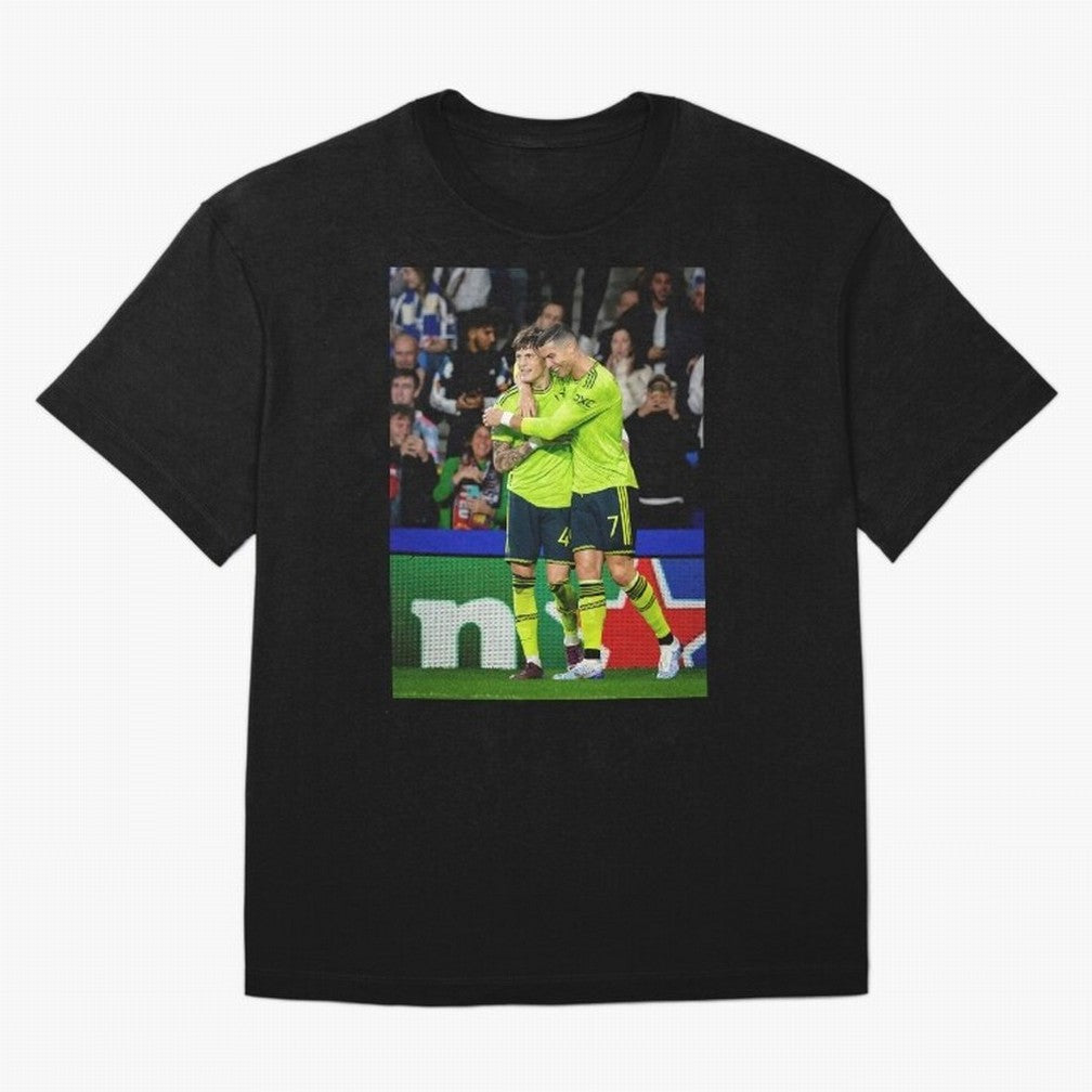 Cristiano Ronaldo And Garnacho ,Ronaldo Gifts,Ronaldo Cover,Ronaldo Prints Oversized T-Shirt Celebrate Golden Goal Energy in Match Day Hype around FIFA World Cup 2026 USA Canada Mexico, Messi, Neymar and Mbappe, Portugal, Vintage Soccer Flavor,