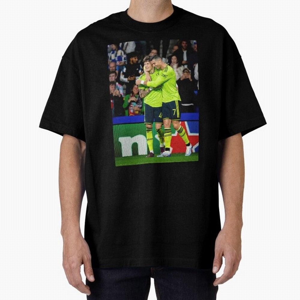Cristiano Ronaldo And Garnacho ,Ronaldo Gifts,Ronaldo Cover,Ronaldo Prints Oversized T-Shirt Celebrate Golden Goal Energy in Match Day Hype around FIFA World Cup 2026 USA Canada Mexico, Messi, Neymar and Mbappe, Portugal, Vintage Soccer Flavor,