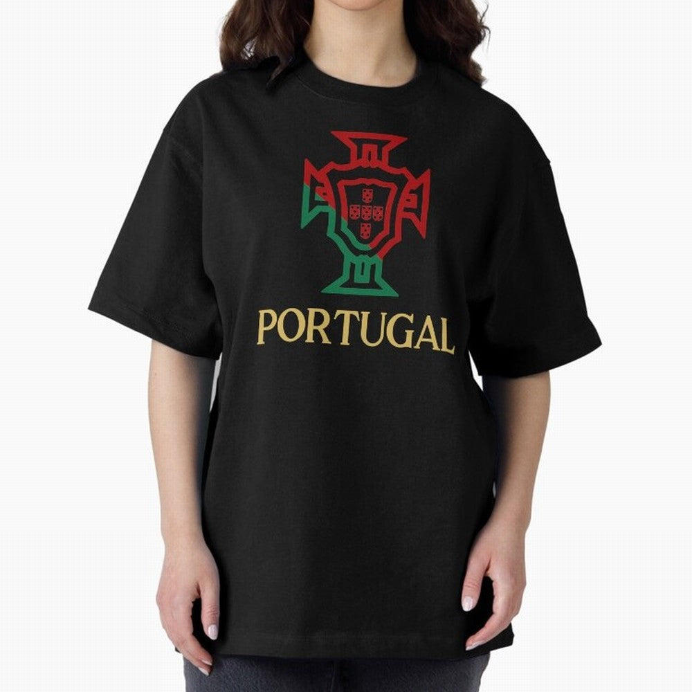 Portugal Tuga D Gold Oversized T-Shirt Celebrate Rivalries and Pride in FIFA World Cup 2026 Spirit, Connected to England and Germany, Messi, Global Supporter Spirit, Legendary Goals, National Colors and Tournament Celebration; Made for Collectors