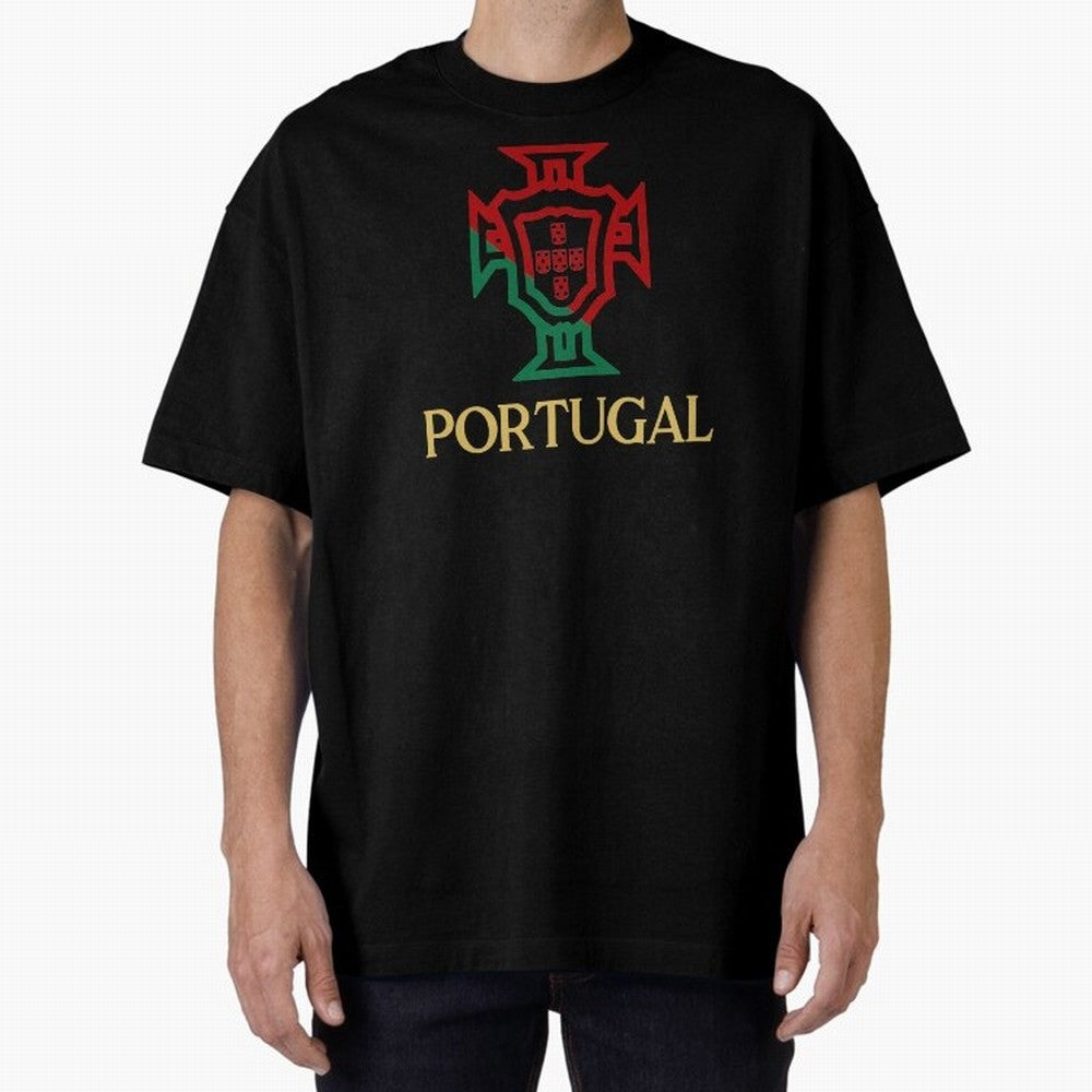 Portugal Tuga D Gold Oversized T-Shirt Celebrate Rivalries and Pride in FIFA World Cup 2026 Spirit, Connected to England and Germany, Messi, Global Supporter Spirit, Legendary Goals, National Colors and Tournament Celebration; Made for Collectors