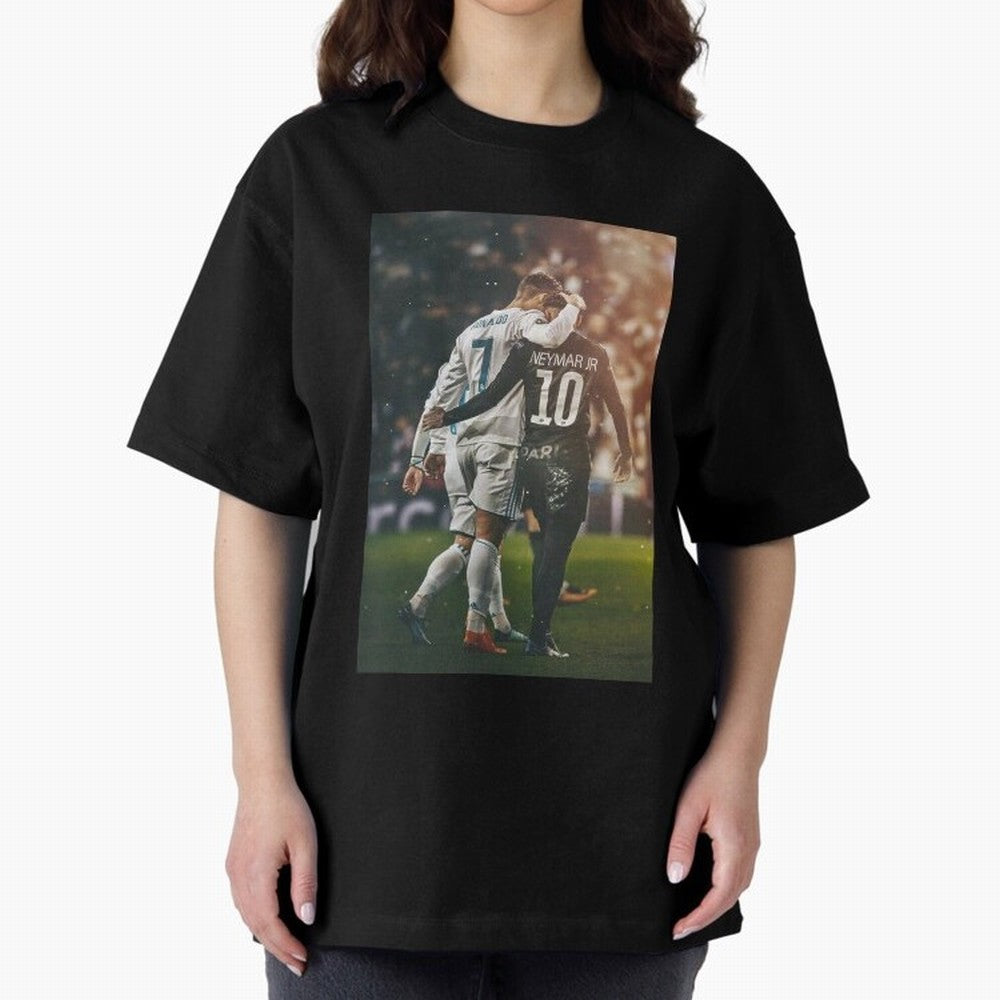 Neymar and Ronaldo Oversized T-Shirt Spotlight FIFA World Cup 2026 Spirit, Filled with England and Germany, CR7, Retro Football Energy, Iconic Rivalries, Trophy Chase Drama and Stadium Atmosphere; Perfect for Supporters Who Want Bold Football