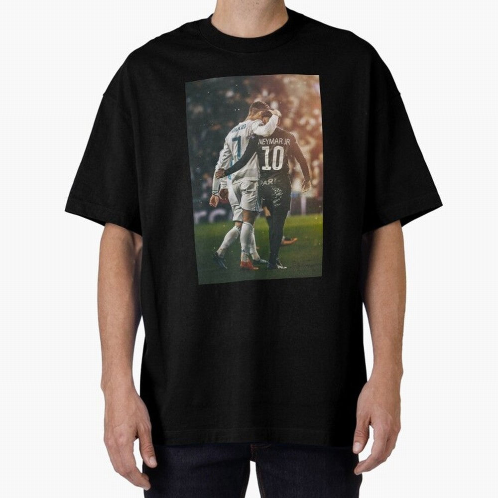 Neymar and Ronaldo Oversized T-Shirt Spotlight FIFA World Cup 2026 Spirit, Filled with England and Germany, CR7, Retro Football Energy, Iconic Rivalries, Trophy Chase Drama and Stadium Atmosphere; Perfect for Supporters Who Want Bold Football