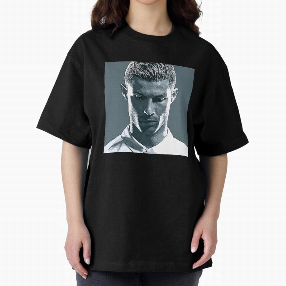 Ronaldo Portrait Oversized T-Shirt Carry the Colors and Pride of the FIFA World Cup 2026 USA Canada Mexico Journey through Cristiano Ronaldo Highlights, Argentina, France and Brazil Pride, Worldwide Fan Energy, Dramatic Goals, Stadium Lights and