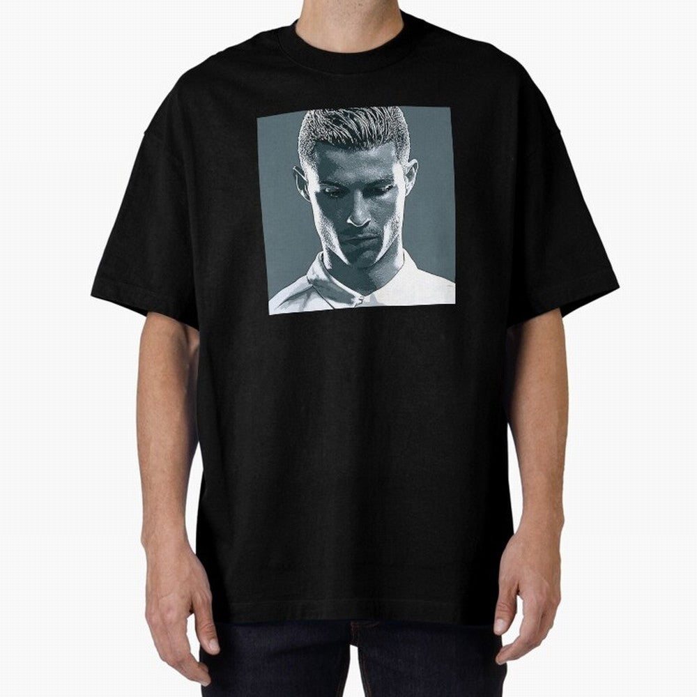 Ronaldo Portrait Oversized T-Shirt Carry the Colors and Pride of the FIFA World Cup 2026 USA Canada Mexico Journey through Cristiano Ronaldo Highlights, Argentina, France and Brazil Pride, Worldwide Fan Energy, Dramatic Goals, Stadium Lights and