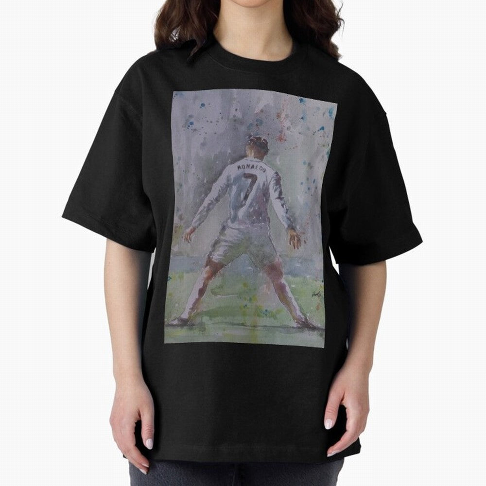 Cristiano Ronaldo - Portrait 2 Oversized T-Shirt Bring Global Tournament Vibes to Match Day Hype around FIFA World Cup 2026 Group Stage, Cristiano Ronaldo, Haaland and CR7, Argentina, Sports Nostalgia, International Competition, Famous Players and