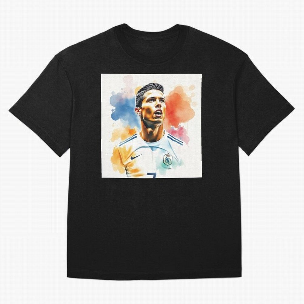Cristiano Ronaldo Watercolor Panting Oversized T-Shirt Fuel the Hype around FIFA World Cup 2026 USA Canada Mexico Spirit, Made for Brazil, Portugal and Argentina, Messi, Neymar and Mbappe, Supporter Pride, Iconic Celebrations, Legendary Names and