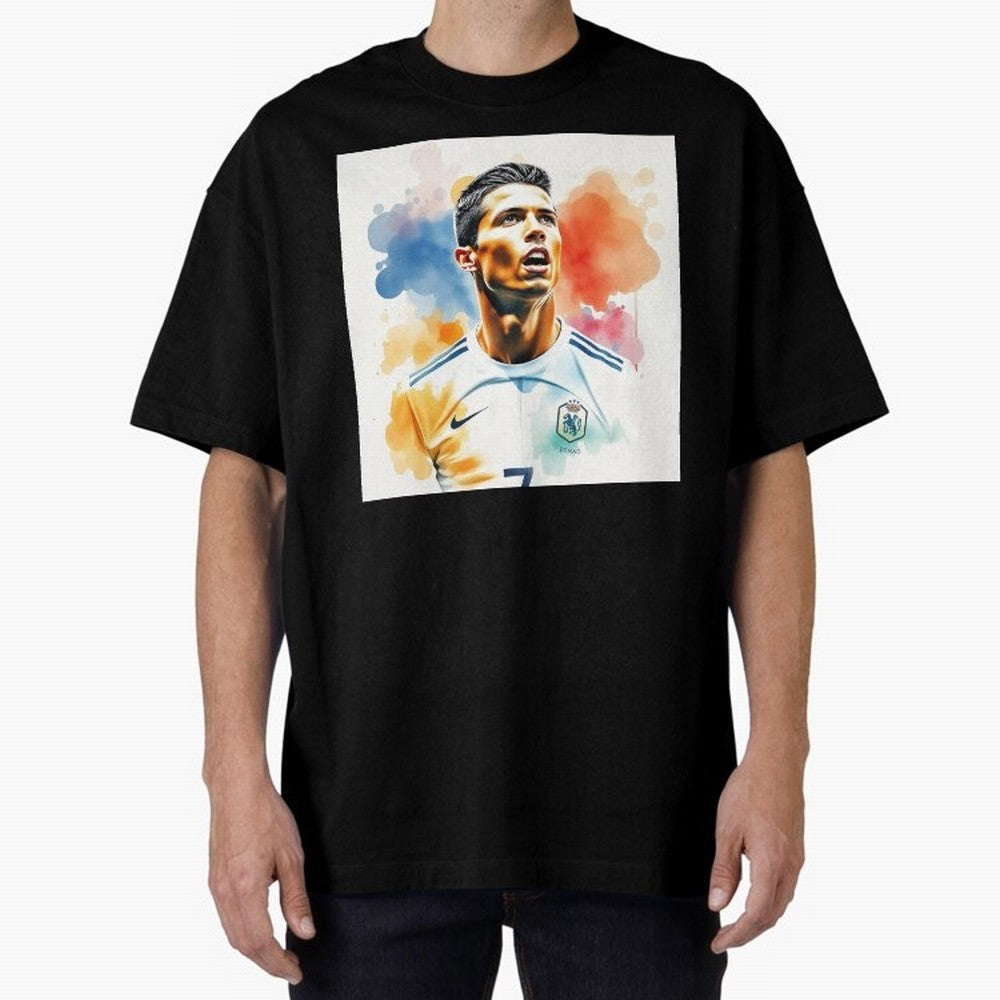 Cristiano Ronaldo Watercolor Panting Oversized T-Shirt Fuel the Hype around FIFA World Cup 2026 USA Canada Mexico Spirit, Made for Brazil, Portugal and Argentina, Messi, Neymar and Mbappe, Supporter Pride, Iconic Celebrations, Legendary Names and
