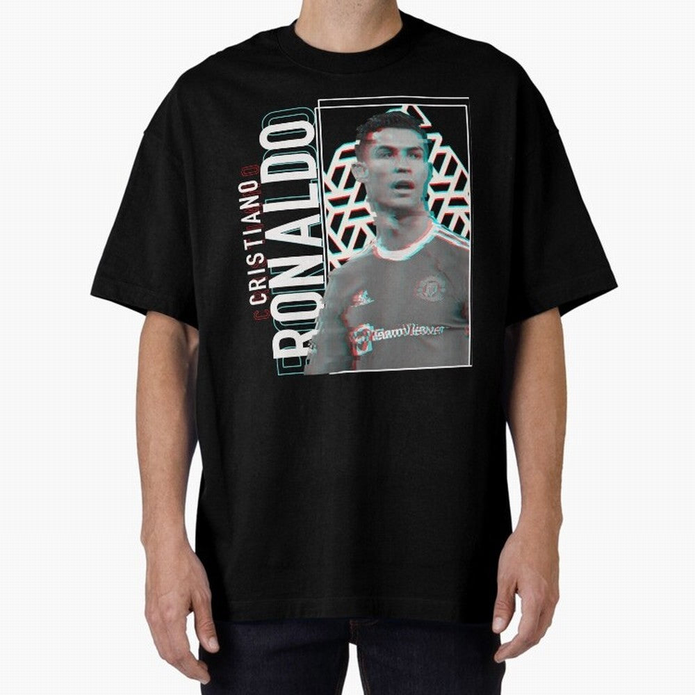 Cristiano Ronaldo Glith Effect Oversized T-Shirt Keep the Match Day Mood of FIFA World Cup 2026 Group Stage Spirit, Celebrating England and Germany, Messi, Neymar and Mbappe, Supporter Pride, Iconic Celebrations, Legendary Names and Global Match