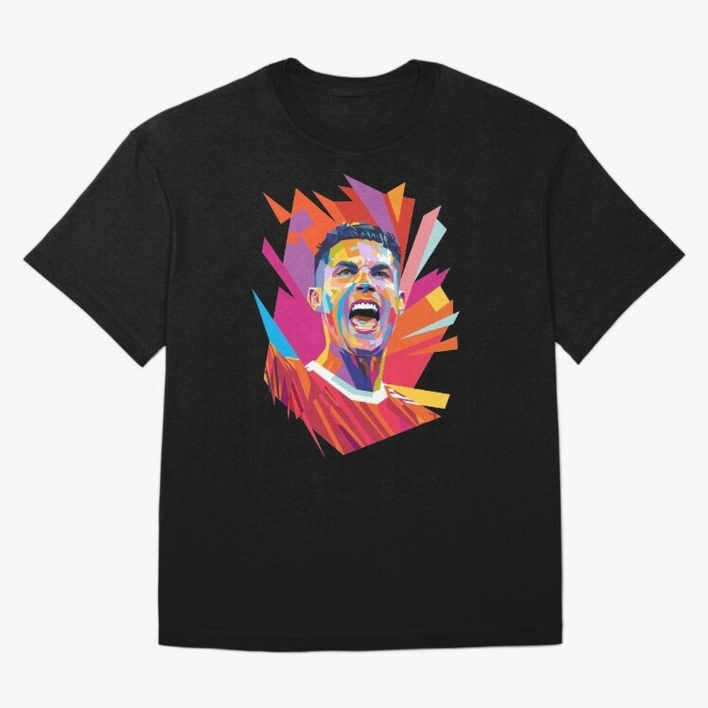 Cristiano Ronaldo Pop Art WPAP Oversized T-Shirt Celebrate Fan Culture around Global Football Passion for FIFA World Cup 2026, Made for Messi, Brazil, Fan Favorite Moments, National Team Passion, Big Match Drama and Soccer History; Made for Die
