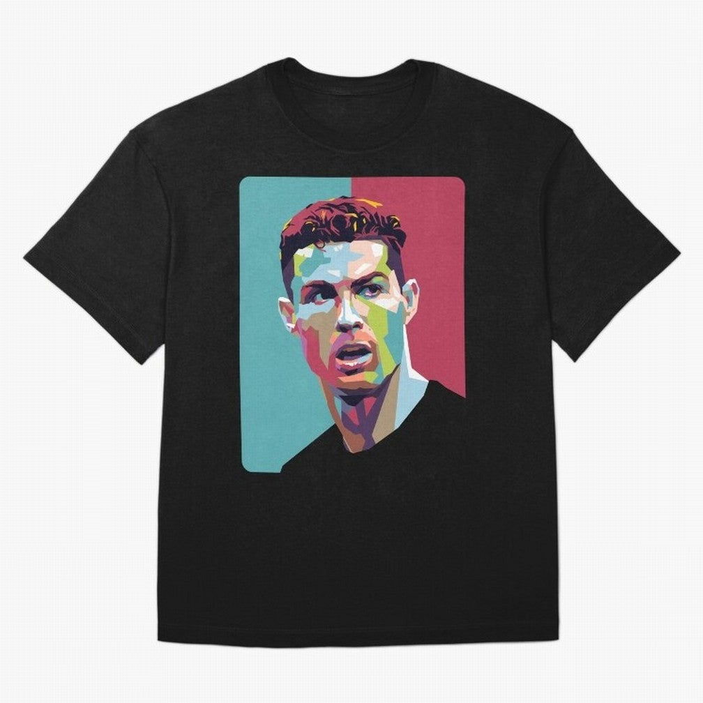 Cristiano Ronaldo 7 Pop Art Portrait Oversized T-Shirt Relive Global Football Passion for FIFA World Cup 2026 Group Stage, Centered on Messi, Neymar and Mbappe, England and Germany, Football Festival Excitement, Trophy Ambitions, Country Rivalries