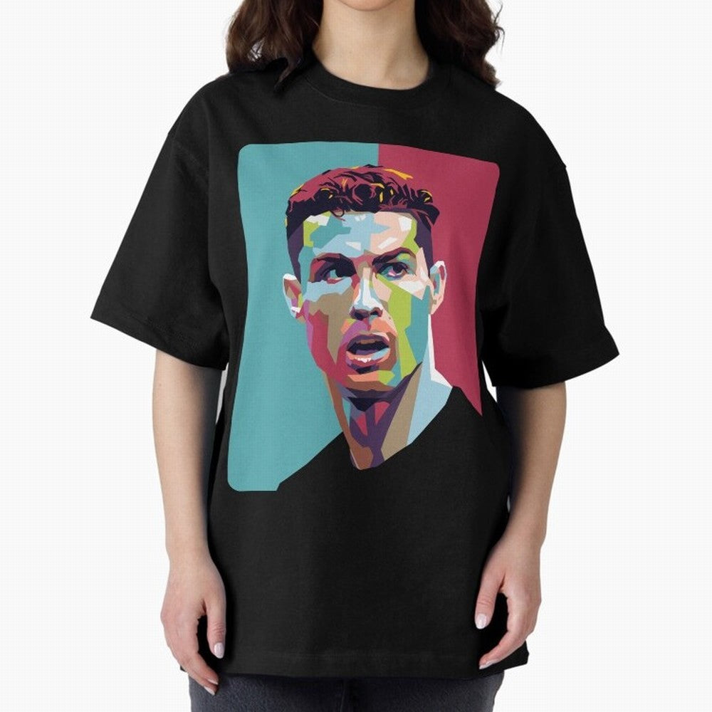 Cristiano Ronaldo 7 Pop Art Portrait Oversized T-Shirt Relive Global Football Passion for FIFA World Cup 2026 Group Stage, Centered on Messi, Neymar and Mbappe, England and Germany, Football Festival Excitement, Trophy Ambitions, Country Rivalries