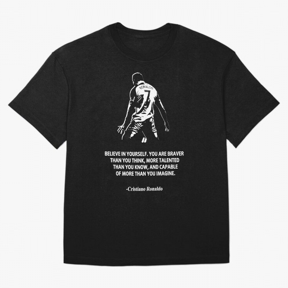 Cristiano Ronaldo Quotes Oversized T-Shirt Capture Match Day Hype around FIFA World Cup 2026 Group Stage, Mbappe and Neymar, Brazil, Portugal and Argentina, Soccer Culture, Superstar Moments, National Team Dreams and Competitive Fire; Great for