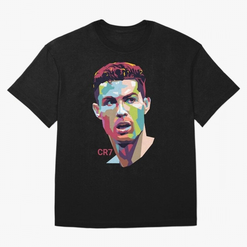 Cristiano Ronaldo Pop Art Portrait Oversized T-Shirt Back the Journey through FIFA World Cup 2026 Spirit, Highlighting Brazil, Portugal and Argentina, Neymar, Stadium Chants, National Pride, Trophy Dreams and Unforgettable Football Memories; Great