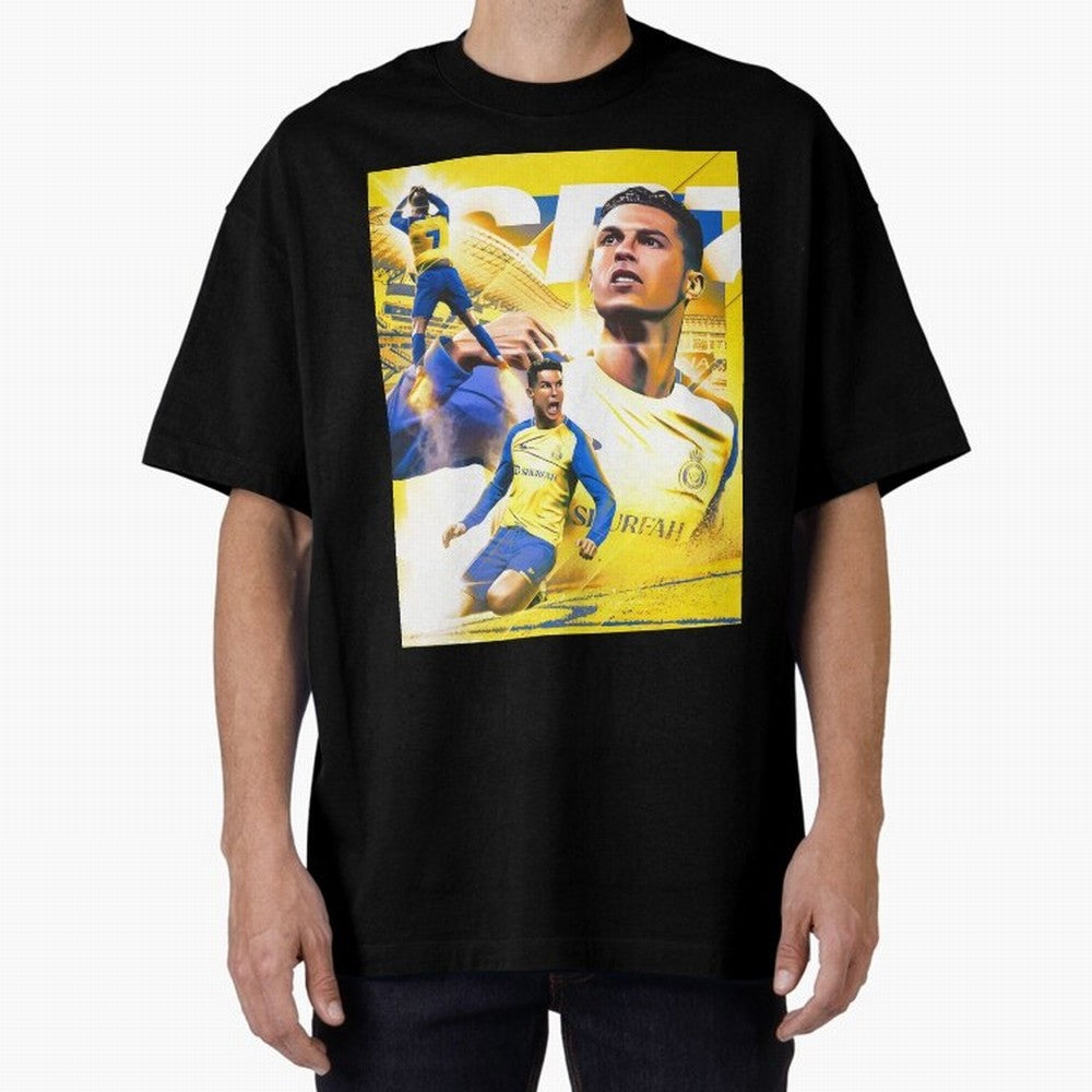 Cr7 Al Nassr Oversized T-Shirt Bring FIFA World Cup 2026 USA Canada Mexico Spirit, Inspired by Spain, Messi, Global Supporter Spirit, Legendary Goals, National Colors and Tournament Celebration; Perfect for Supporters Who Want Bold Football Energy,