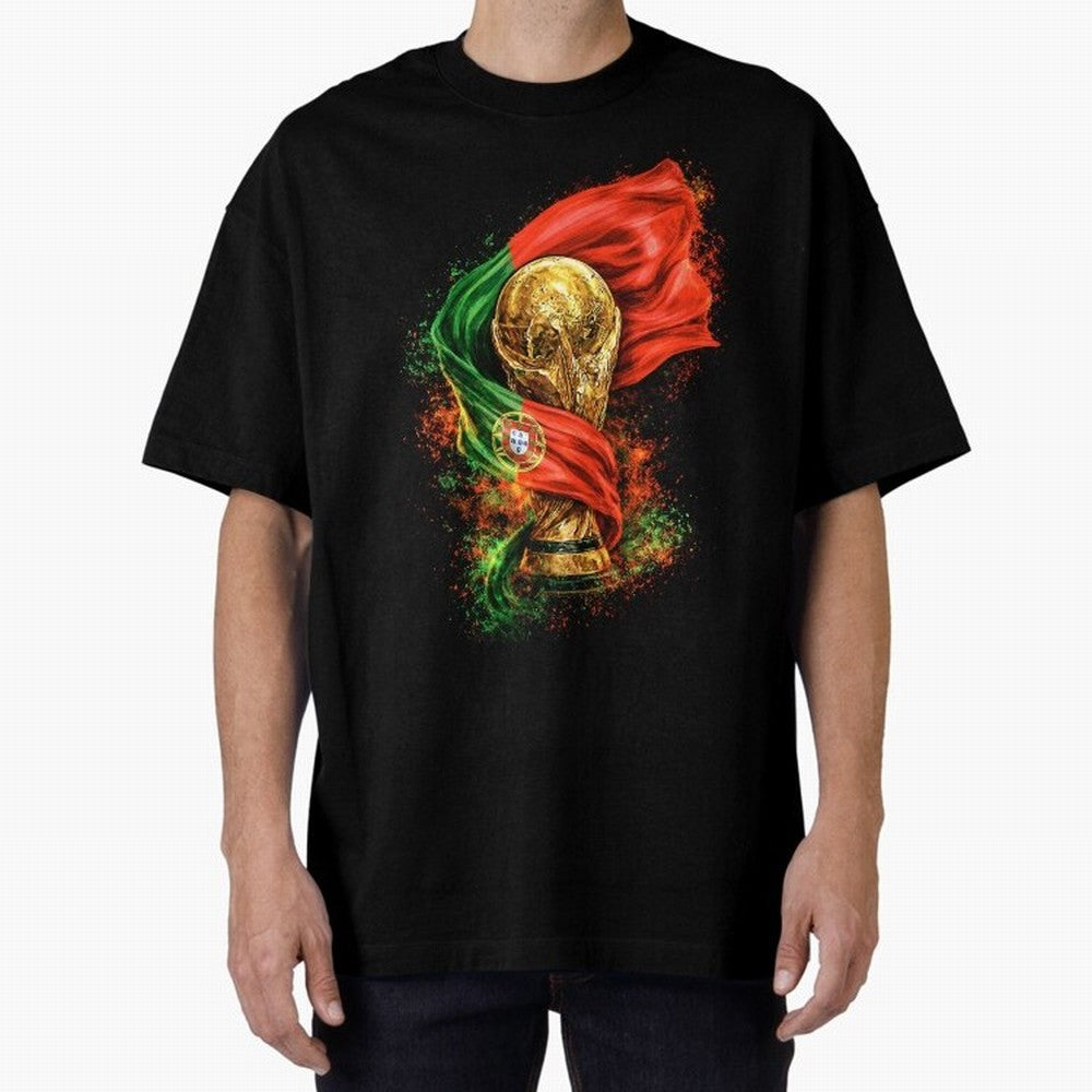 Portugal Football National Pride Oversized T-Shirt Celebrate the Road through FIFA World Cup 2026 Group Stage Spirit, Highlighting England, Mbappe and Neymar, Football Festival Excitement, Trophy Ambitions, Country Rivalries and Star Player Buzz;