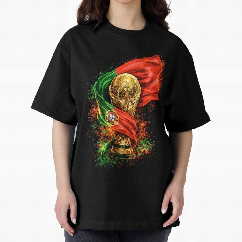 Portugal Football National Pride Oversized T-Shirt Celebrate the Road through FIFA World Cup 2026 Group Stage Spirit, Highlighting England, Mbappe and Neymar, Football Festival Excitement, Trophy Ambitions, Country Rivalries and Star Player Buzz;