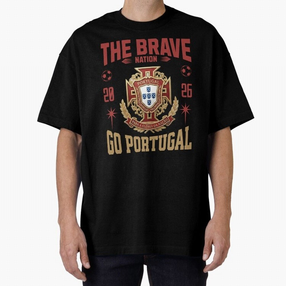 Portugal Soccer 2026 The Brave Nation Vintage Football Fan Design Oversized T-Shirt Celebrate the Stars of FIFA World Cup 2026 with Cristiano Ronaldo, Spain Energy, Worldwide Fan Energy, Dramatic Goals, Stadium Lights and Championship Celebrations;