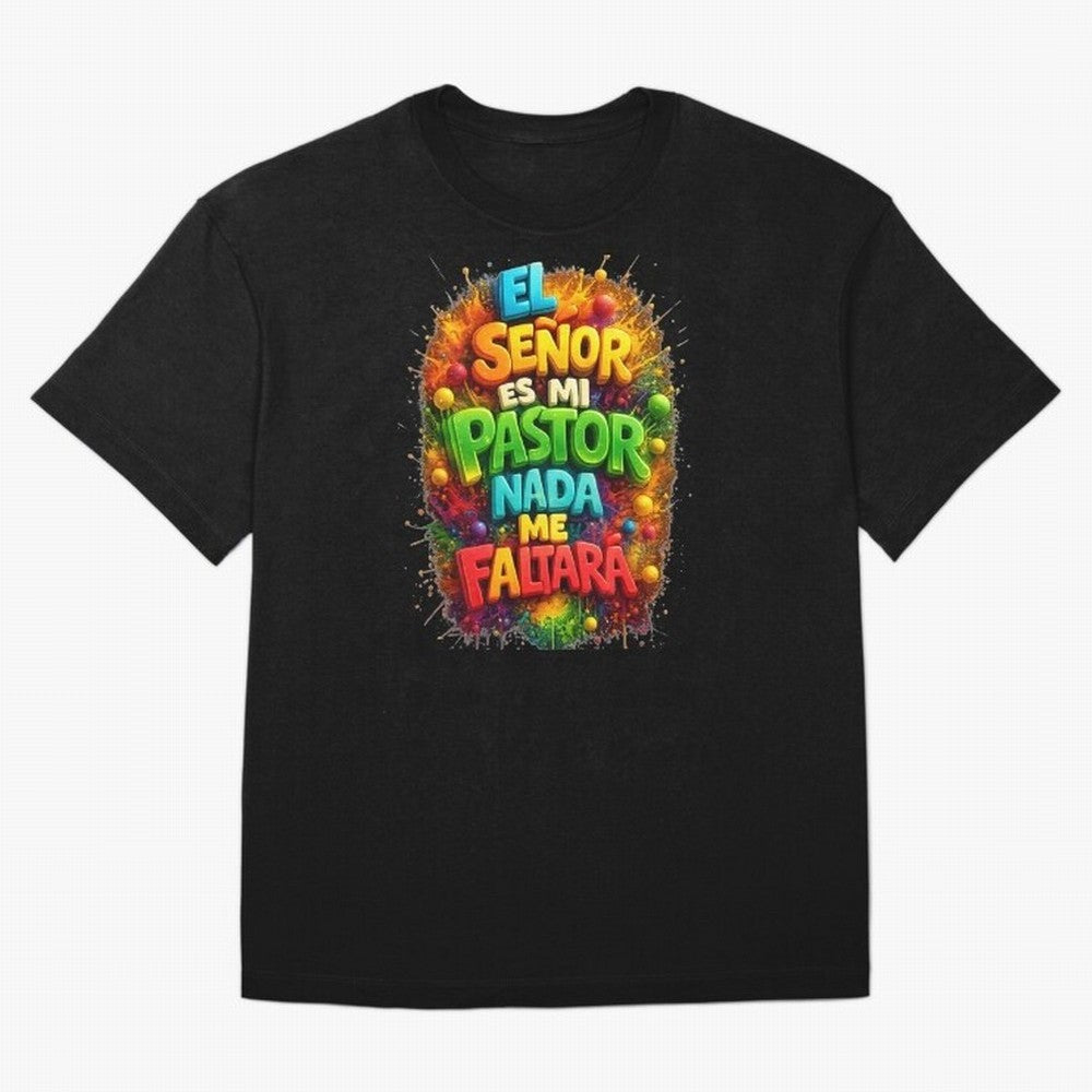 Modern 3D Psalm 23 Spanish Christian Art - El Se?or es mi Pastor Oversized T-Shirt Bring Match Day Fire to FIFA World Cup 2026 Group Stage Highlighting CR7, Germany Energy, Football Festival Excitement, Trophy Ambitions, Country Rivalries and Star