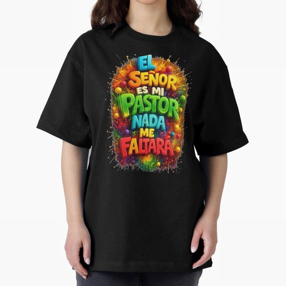 Modern 3D Psalm 23 Spanish Christian Art - El Se?or es mi Pastor Oversized T-Shirt Bring Match Day Fire to FIFA World Cup 2026 Group Stage Highlighting CR7, Germany Energy, Football Festival Excitement, Trophy Ambitions, Country Rivalries and Star