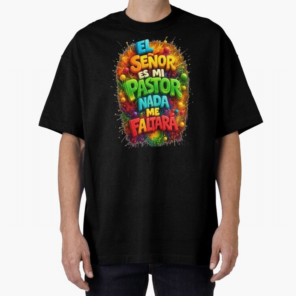 Modern 3D Psalm 23 Spanish Christian Art - El Se?or es mi Pastor Oversized T-Shirt Bring Match Day Fire to FIFA World Cup 2026 Group Stage Highlighting CR7, Germany Energy, Football Festival Excitement, Trophy Ambitions, Country Rivalries and Star