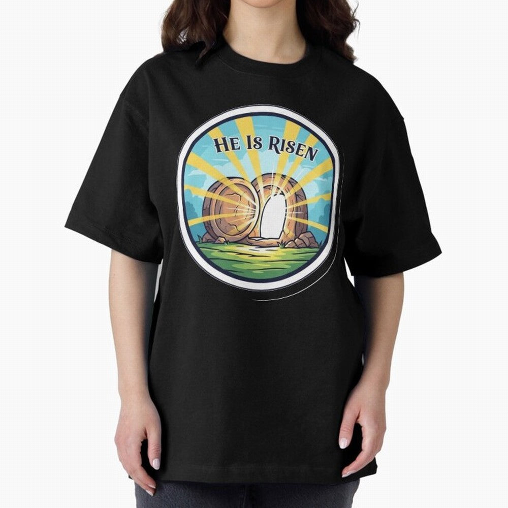 He Is Risen Indeed Easter Faith Sticker Oversized T-Shirt Stand with FIFA World Cup 2026 Group Stage Made for Messi, Neymar and Mbappe, France Energy, Classic Soccer Heritage, Championship Pressure, Fan Loyalty and International Pride; Ideal for