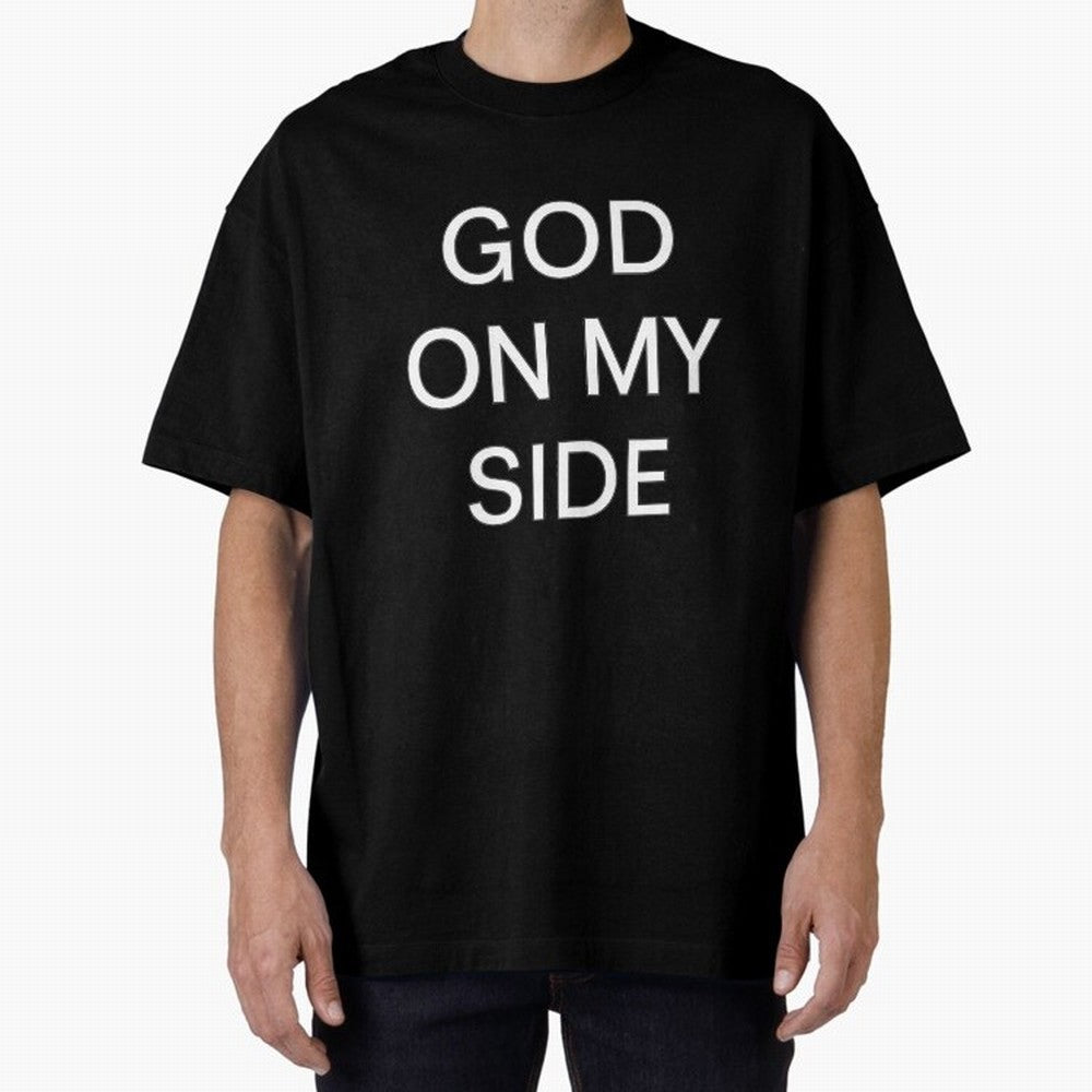 God On My Side - Minimalist Christian Outline Typography Oversized T-Shirt Honor the Beautiful Game during Match Day Hype around FIFA World Cup 2026 Group Stage, Messi, Argentina, France and Brazil, Retro Football Energy, Iconic Rivalries, Trophy