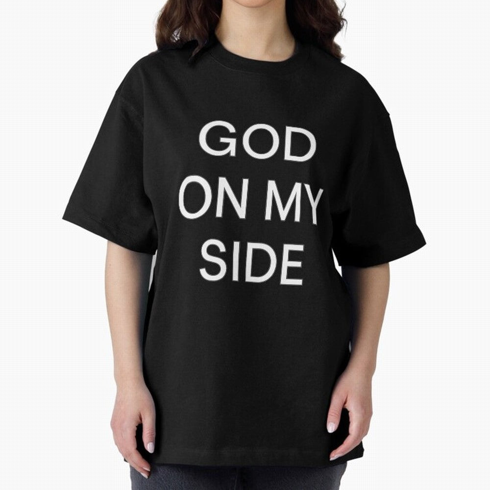 God On My Side - Minimalist Christian Outline Typography Oversized T-Shirt Honor the Beautiful Game during Match Day Hype around FIFA World Cup 2026 Group Stage, Messi, Argentina, France and Brazil, Retro Football Energy, Iconic Rivalries, Trophy