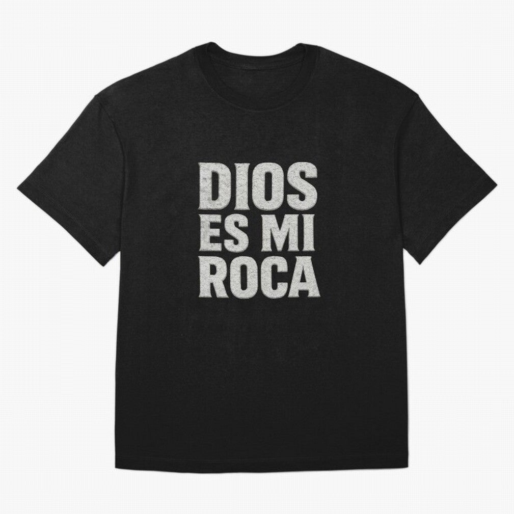 DIOS ES MI ROCA - White Stone Typography - Christian Oversized T-Shirt Bring Bold Fan Energy to Match Day Hype around FIFA World Cup 2026, Messi, Netherlands, Football Festival Excitement, Trophy Ambitions, Country Rivalries and Star Player Buzz;