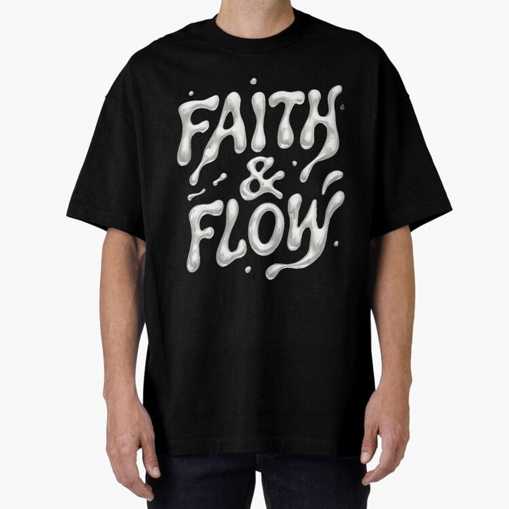 FAITH & FLOW - Liquid Chrome Typography - Urban Christian Oversized T-Shirt Capture Stadium Memories from FIFA World Cup 2026 USA Canada Mexico Spirit, Capturing Germany, Messi and Cristiano Ronaldo, Soccer Culture, Superstar Moments, National Team